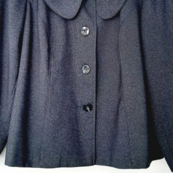 LAURA Gathered Collar Button Front Stretch Blazer Jacket Navy Blue Sz 16 Petite - Picture 3 of 9